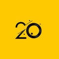 20 Years Anniversary Celebration Gradient Yellow Number Vector Template Design Illustration