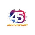 45 Years Anniversary Celebration Icon Vector Logo Design Template. Liquid Banner Style. Royalty Free Stock Photo