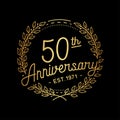 50 years anniversary celebration with laurel wreath. 50th anniversary logo.