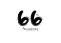 66 Years Anniversary Celebration logo black paintbrush vector, 66 number logo design, 66th Birthday Logo, happy Anniversary,