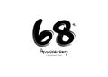 68 Years Anniversary Celebration logo black paintbrush vector, 68 number logo design, 68th Birthday Logo, happy Anniversary,