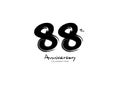 88 Years Anniversary Celebration logo black paintbrush vector, 88 number logo design, 88th Birthday Logo, happy Anniversary,