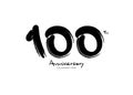 100 Years Anniversary Celebration logo black paintbrush vector, 100 number logo design, 100th Birthday Logo, happy Anniversary, Royalty Free Stock Photo