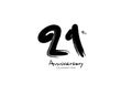 21 Years Anniversary Celebration logo black paintbrush vector, 21 number logo design, 21th Birthday Logo, happy Anniversary,
