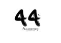 44 Years Anniversary Celebration logo black paintbrush vector, 44 number logo design, 44th Birthday Logo, happy Anniversary, Royalty Free Stock Photo