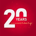 20 Years Anniversary celebration logo, flat design isolated on red background, vector elements for banner, invitation