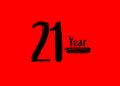 21 Years Anniversary Celebration logo on red background, 21 number logo design, 21th Birthday Logo, logotype Anniversary, Vector