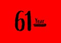 61 Years Anniversary Celebration logo on red background, 61 number logo design, 61th Birthday Logo, logotype Anniversary, Vector