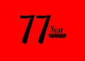 77 Years Anniversary Celebration logo on red background, 77 number logo design,77th Birthday Logo, logotype Anniversary, Vector