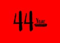 44 Years Anniversary Celebration logo on red background, 44 number logo design, 44th Birthday Logo, logotype Anniversary, Vector Royalty Free Stock Photo