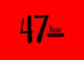 47 Years Anniversary Celebration logo on red background, 47 number logo design, 47th Birthday Logo, logotype Anniversary, Vector Royalty Free Stock Photo