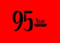 95 Years Anniversary Celebration logo on red background, 95 number logo design,95th Birthday Logo, logotype Anniversary, Vector