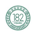 182 years anniversary celebration logo template. 182nd line art vector and illustration. Royalty Free Stock Photo