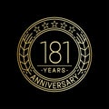 181 years anniversary celebration logo template. 181st line art vector and illustration. Royalty Free Stock Photo