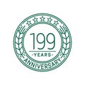 199 years anniversary celebration logo template. 199th line art vector and illustration.