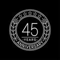 45 years anniversary celebration logo template. 45th line art vector and illustration.