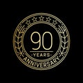 90 years anniversary celebration logo template. 90th line art vector and illustration. Royalty Free Stock Photo