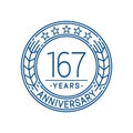 167 years anniversary celebration logo template. 167th line art vector and illustration.