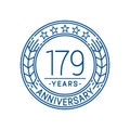 179 years anniversary celebration logo template. 179th line art vector and illustration. Royalty Free Stock Photo
