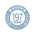 197 years anniversary celebration logo template. 197th line art vector and illustration.