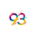 93 Years Anniversary Celebration Logo Vector Template Design Illustration