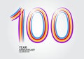 100 years anniversary celebration logotype colorful line vector, 100th birthday logo, 100 number design, Banner template, logo Royalty Free Stock Photo