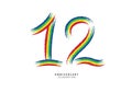 12 years anniversary celebration logotype colorful line vector, 12th birthday logo, 12 number design, anniversary template,