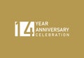 14 years anniversary celebration logotype on gold Background