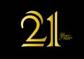 21 years anniversary celebration logotype gold color vector, 21th birthday logo,21 number, anniversary year banner, anniversary