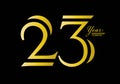 23years anniversary celebration logotype gold color vector, 23th birthday logo,23 number, anniversary year banner, anniversary