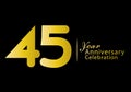 45 years anniversary celebration logotype gold color vector, 45th birthday logo, 45 number, anniversary year banner, anniversary