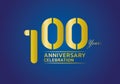 100 years anniversary celebration logotype gold color vector, 100th birthday logo, 100 number, anniversary year banner,