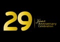 29 years anniversary celebration logotype gold color vector, 29th birthday logo, 29 number, anniversary year banner, anniversary