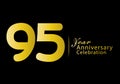 95 years anniversary celebration logotype gold color vector, 95th birthday logo, 95 number, anniversary year banner, anniversary