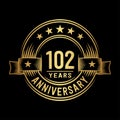102 years anniversary celebration logotype. 102nd years logo. Vector and illustration. Royalty Free Stock Photo