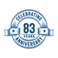 83 years anniversary celebration logotype. 83rd years logo. Vector and illustration. Royalty Free Stock Photo