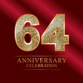 64th years anniversary logotype disco style.