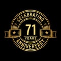 71 years anniversary celebration logotype. 71st years logo. Vector and illustration. Royalty Free Stock Photo