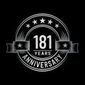 181 years anniversary celebration logotype. 181st years logo. Vector and illustration. Royalty Free Stock Photo