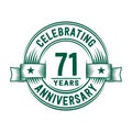 71 years anniversary celebration logotype. 71st years logo. Vector and illustration. Royalty Free Stock Photo
