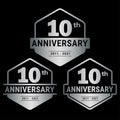 10 years anniversary celebration logotype. 10th anniversary logo collection. Set of anniversary design template. Royalty Free Stock Photo