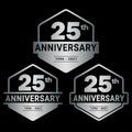 25 years anniversary celebration logotype. 25th anniversary logo collection. Set of anniversary design template.