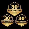 30 years anniversary celebration logotype. 30th anniversary logo collection. Set of anniversary design template. Royalty Free Stock Photo