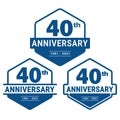 40 years anniversary celebration logotype. 40th anniversary logo collection. Set of anniversary design template.