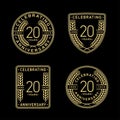 20 years anniversary celebration logotype. 20th anniversary logo collection. Set of anniversary design template. Royalty Free Stock Photo