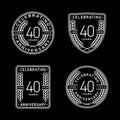 40 years anniversary celebration logotype. 40th anniversary logo collection. Set of anniversary design template. Royalty Free Stock Photo