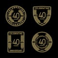 40 years anniversary celebration logotype. 40th anniversary logo collection. Set of anniversary design template.