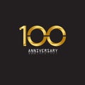 100 years anniversary celebration logotype. 100th anniversary logo with confetti golden colored isolated on black background,