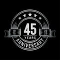 45 years anniversary celebration logotype. 45th years logo. Vector and illustration. Royalty Free Stock Photo