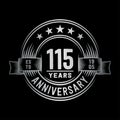 115 years anniversary celebration logotype. 115th years logo. Vector and illustration. Royalty Free Stock Photo